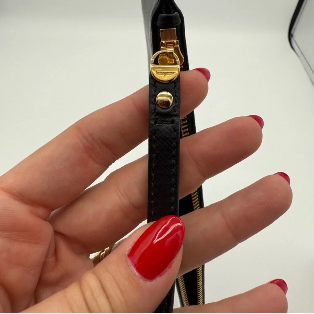 Salvatore Ferragamo Black Leather Wristlet Clutch - Picture 6 of 6